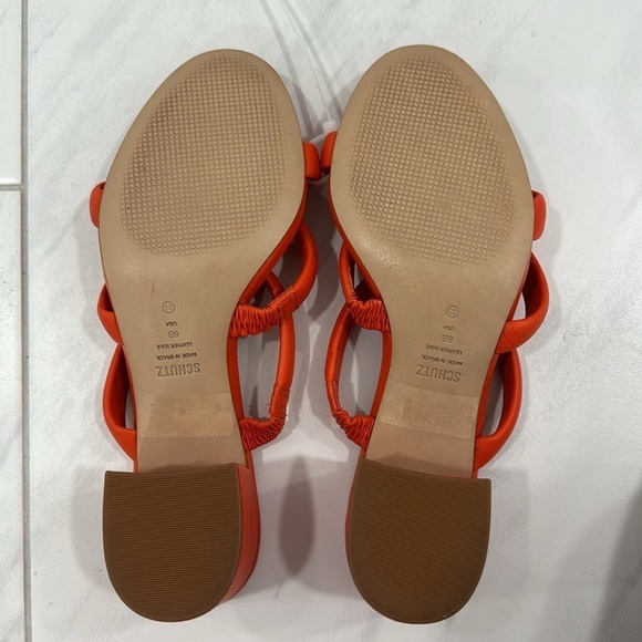 NEW! Schutz Bright Orange Olly Block Heel Leather Sandals - Size 6 - Picture 10 of 16